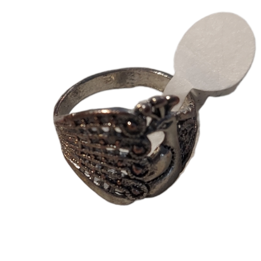 Silver Vintage Peacock Boho Ring